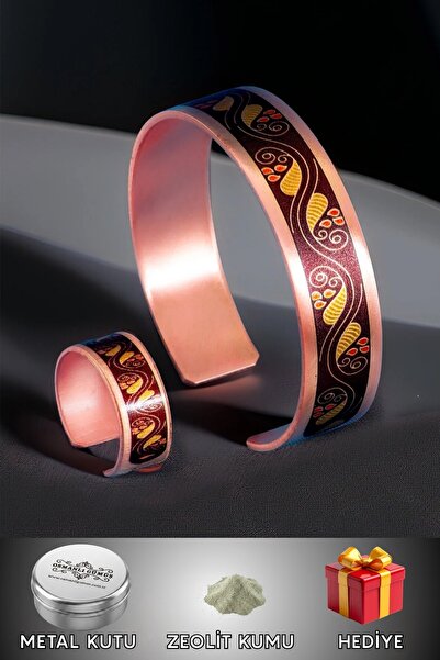 OSMANLI GÜMÜŞ Women's Copper Bracelet Ring Set - Autumn Model Special Edition...