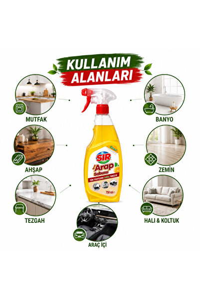Sır Sıvı Arap Sabunu Sprey Tüm Yüzeylerde Pratik Doğal Temizlik 750 ML