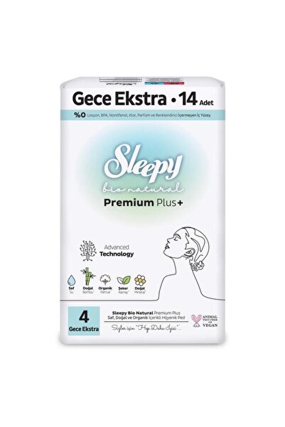 Sleepy Bio Natural Premium Plus Gece Ekstra Ped 14 Adet