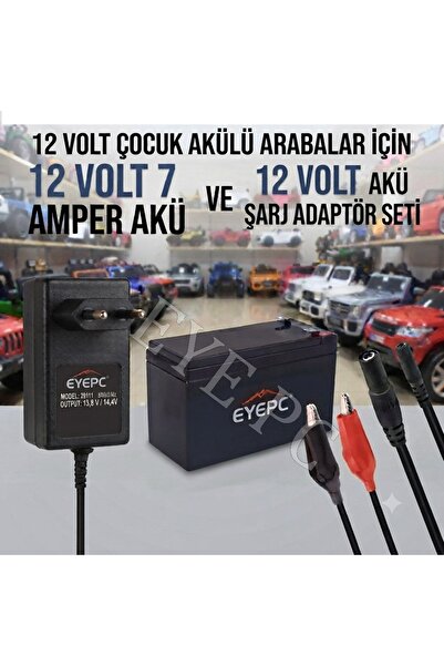 NcpLine 12 Volt 7 Amper Akü Ve Akü Şarj Aleti Pilsan Akülü Oyuncak Araba Uyum...