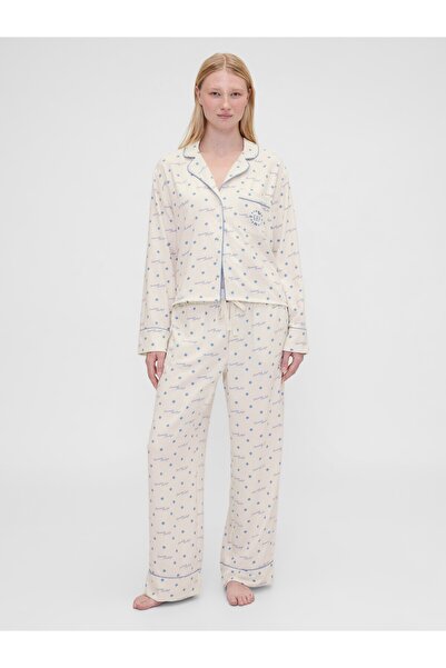 GAP Kadın Kırık Beyaz × Summer Fridays Relaxed Flannel Dotted Pijama Altı