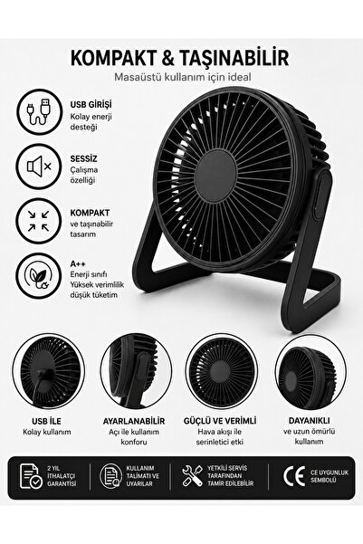 SPRANGE Masa Üstü Klima USB Girişli Sessiz Taşınabilir Mini Fan USB Vantilatör