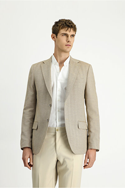 Kiğılı 8 Drop Muscle Fit Long Athletic Cut Wool Patterned Jacket