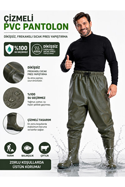 go out Su Geçirmez Çizmeli PVC  Pantolon, Avcı Balıkçı, Çiftçi, Bahçe Tarla Sulama %100Su Geçirmez Dikişsiz