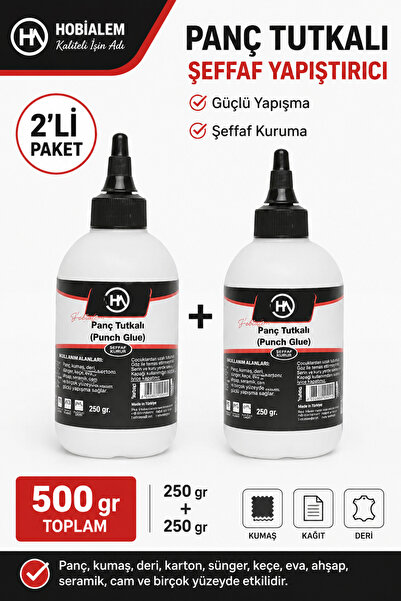 Hobialem Panç Tutkalı 500 Gr Şeffaf Punch Yapıştırıcı 250+250 Gr 2’li Paket