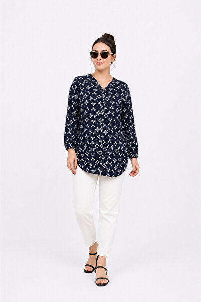 ELSEBUTİKTR Women's Comfortable Cut Cotton Viscose Tunic Shirt