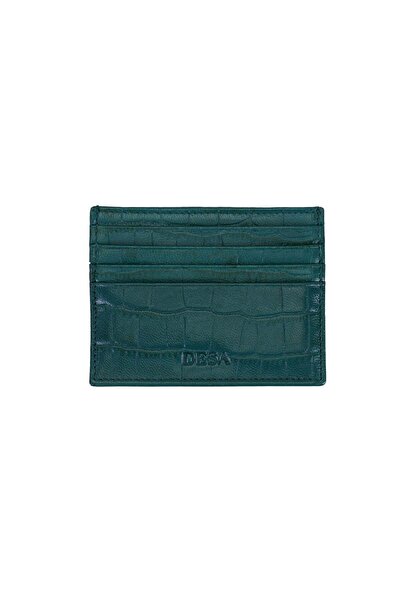 Desa Devin Green Women's Croco Printed Leather Card Holder