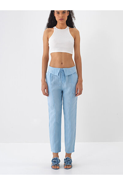 Xint Kadın Mavi %100 Keten Regular Fit Pantolon