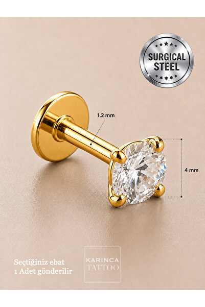 Karınca Piercing Taşlı Piercing Gold veya Gümüş Dudak Kıkırdak Helix Conch Fl...