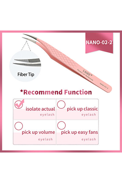 Choice NANO-02-2 LAGEE Fiber Tip Eyelash Extension Tweezer Volume Isolation P...