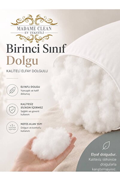 Madame Clean Home 5 Adet Antialerjik 50x70 Boncuk Slikon Yastık 1000 Gr/