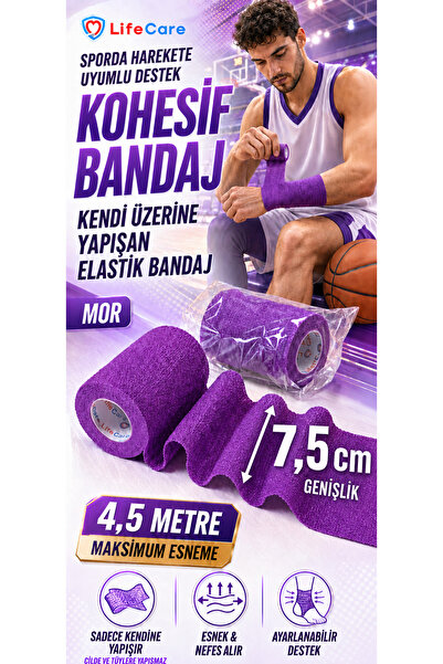 Life Care Koban bandaj 7.5cm Mor Kendine Yapışan Bandaj