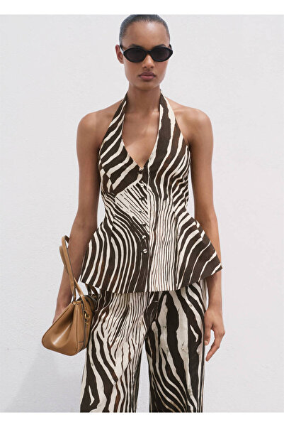 MANGO Woman Zebra desenli keten yelek