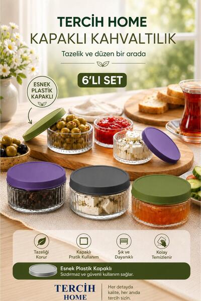 Tercih Home 6-Piece Airtight Glass Breakfast Set - 140 Cc |   Colorful Lid, L...