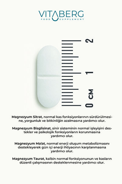 Vitaberg Magnesium |   Bisglycinate, Taurate, Citrate, Malate + K2, B6, Boron, Selenium