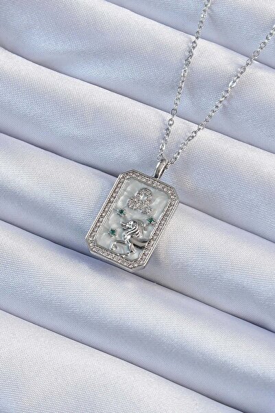 Inure Jewelry 316L Çelik Zincir Gümüş Renk Zirkon Taşlı Aslan Figürlü Tarot K...