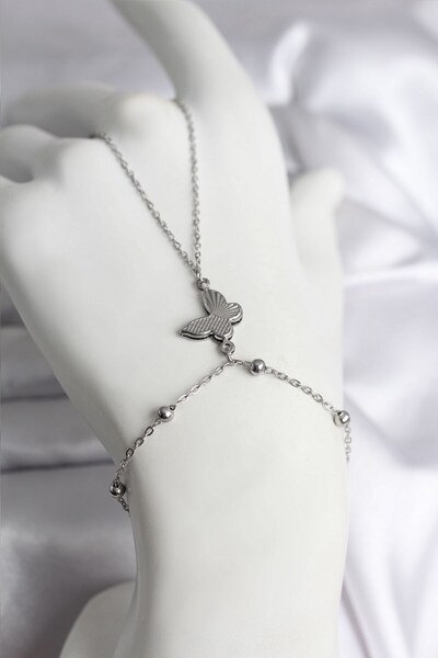 Inure Jewelry ساعة نسائية من الفولاذ 316L بلون فضي على شكل فراشة من شاهميران