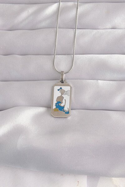 Inure Jewelry 316L الصلب الفضة اللون الأبيض بالمينا فتاة الشكل التارو قلادة