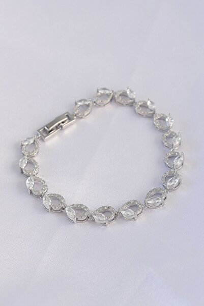 Inure Jewelry سوار من سلسلة Vip مصنوع من النحاس الزركونيوم واللون الفضي على ش...