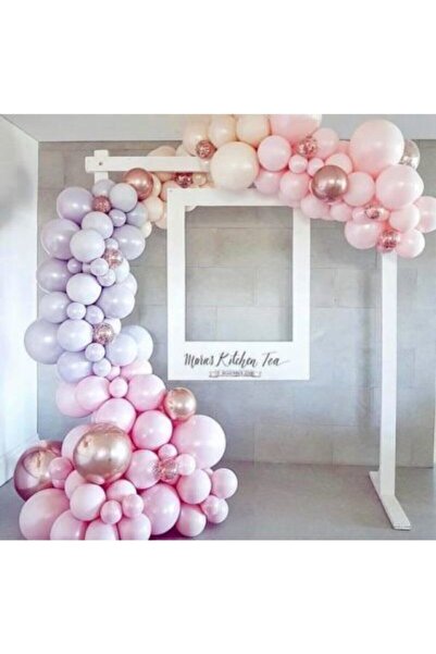 Parti dolabı 120 Pcs Pink Lilac Macaron Balloon Set Balloon Chain Sticking At...
