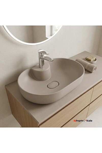 KALE Zero 2.0 60x40 cm Ada Armatür Bantlı Mat Vizon Oval Çanak Lavabo