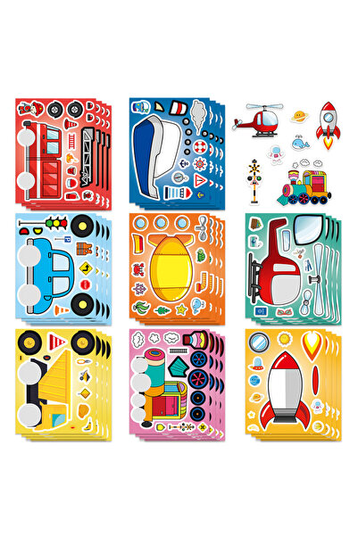 Choice 24PCS 8/16/24PCS Cartoon Transportation Car Face Changing Puzzle Stick...