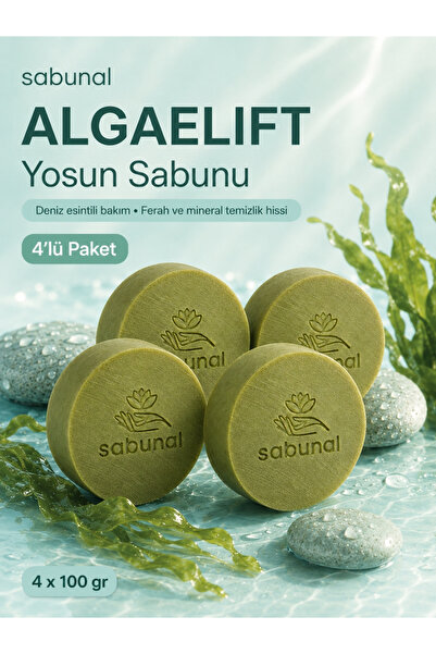 sabunal Algaelift Seaweed Soap 4 Pcs - Natural Seaweed Shower and Body Care S...