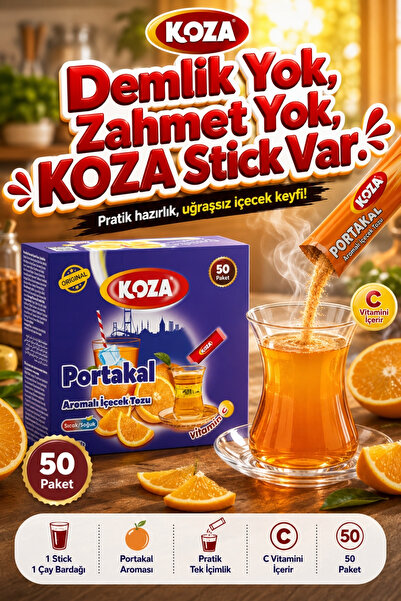 Koza Gurmelerin Seçimi Pratik Lezzet Portakal Aromalı Oralet Tek İçimlik Premium İçecek Tozu 50 Stick