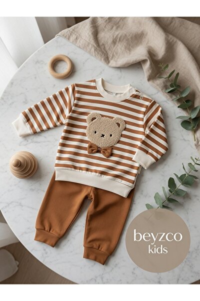 minimundo baby طقم مطبوع عليه دب مع ربطة عنق