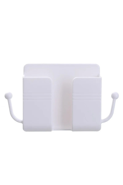Choice3 White 1pc Adhesive Wall Mount Phone Holder with Hooks, Storage Box Fo...