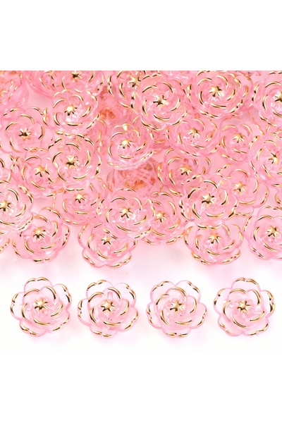 Choice3 20pcs Pink 20pcs20mm acrylic flower shaped rose camellia beads suitab...