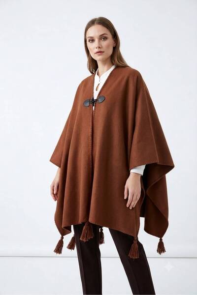 MODA Çalıkuşu Triko Panço, Şal M2215 Taba