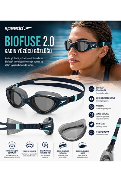 SPEEDO نظارة نسائية من Biofuse (كحلي/دخان)