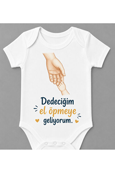 EYDUBABY I'M Coming to Kiss You Printed Baby Bodysuit White Snap Fastener Bod...