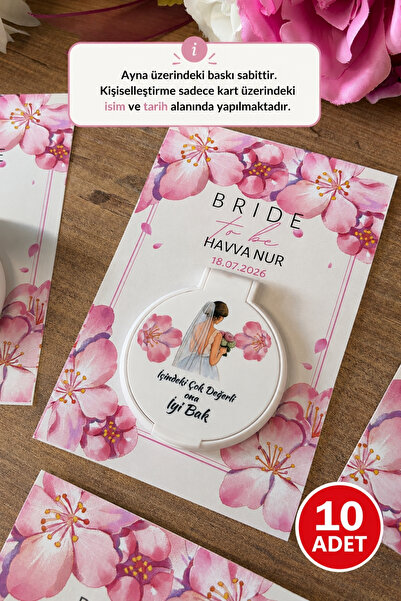 Kreadecor Kişiye Özel Kapaklı Cep Aynası Bride to Be Nedime Hediyesi – Kartlı...