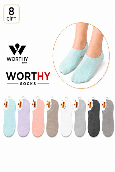 WORTHY SOCKS 8'li Kadın Desenli Pamuklu Görünmez Spor Ayakkabı Çorabı