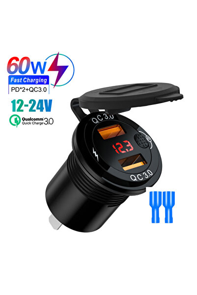 choice2 شاحن سيارة أحمر بدون أسلاك مزود بمنفذين QC3.0، مقاوم للماء، شحن سريع ...