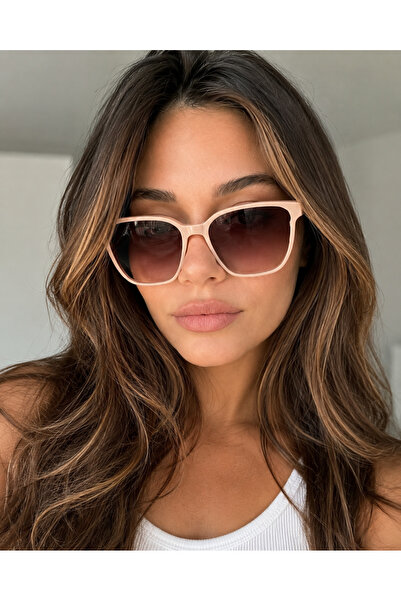 cavezzo Geometric Beige Bone Frame Brown Glass Women Sunglasses Llt01