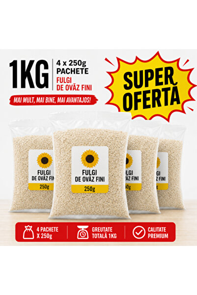 DTK Fulgi fini de ovaz fini 1 kg ( 250 g x4 )