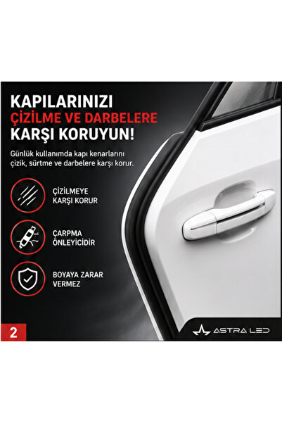 ASTRA LED Oto Kapı Fitili Çizilme Çarpma Önleyici Araç Kapı Koruyucu Fitil Kit 5 Metre