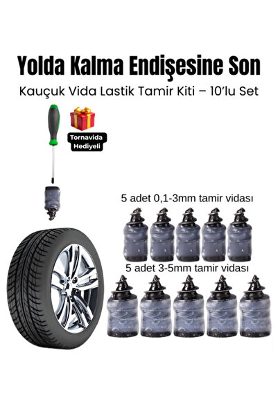 Safekit Lastik Tamir Kiti – Vida Seti 10’lu | Yolda Kalma Endişesine Son | Ot...