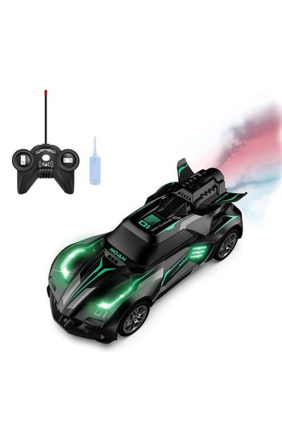Gokidy Rc Spray Uzaktan Kumandalı Şarjlı Duman Atan Oyuncak Araba 18 Cm Siyah Led Işıklı