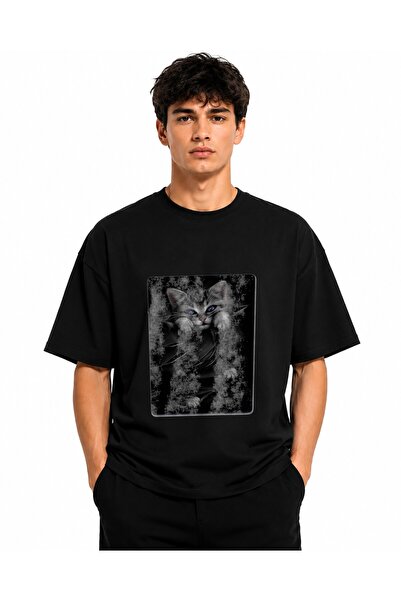 Inscriptie Tricou Unisex Bumbac Premium Casual " Cat gothic "