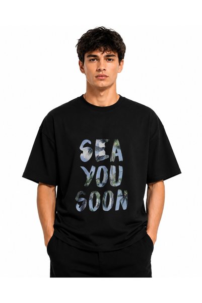 Inscriptie Tricou Unisex Bumbac Premium Casual " Sea you soon "