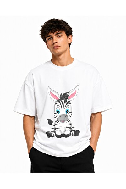 Inscriptie Unisex Premium Cotton Casual T-Shirt "Zebra cartoon"