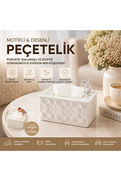 Go İthalat 18.4X12.5X9Cm White Spring-Filled Tabletop Decorative Rectangular ...
