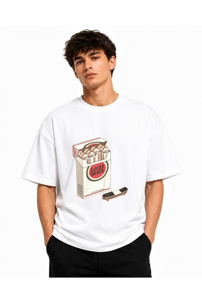 Inscriptie Tricou Unisex Bumbac Premium Casual " Lucky Skate "