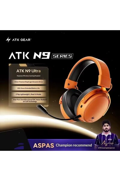 Choice سماعة رأس لاسلكية للألعاب ATK N9 Ultra Orange بثلاثة أوضاع، متوافقة مع...