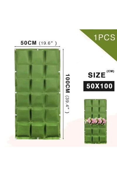 Choice Green 18 Pockets NEW Wall Hanging Pockets Planting Bags Flower Pot Hom...