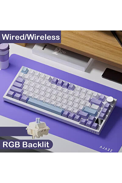 Ajazz AK820Pro Gift Purple AK820 Wired&Wireless Mechanical Gaming Keyboard Tr...